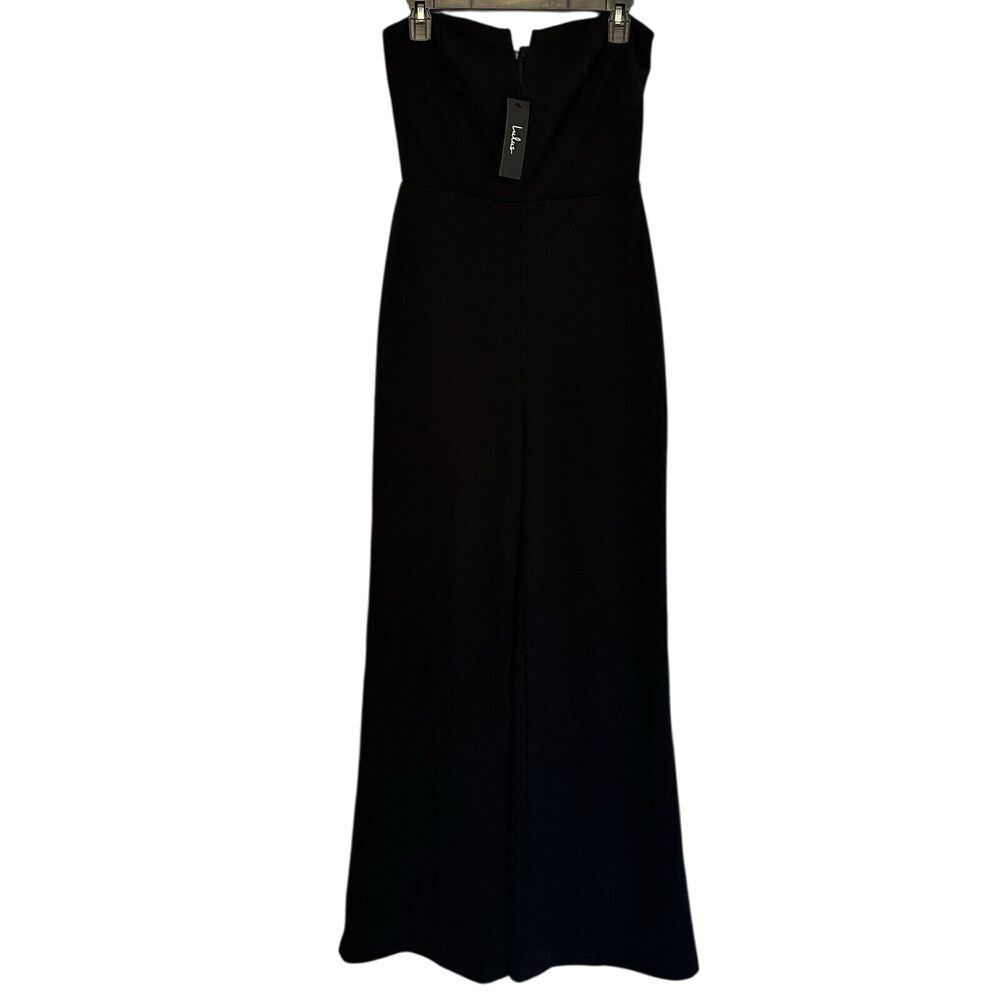 Lulu's Strapless Jumpsuit Size Medium Black Romper Staple Piece‎ Wide Leg NWT